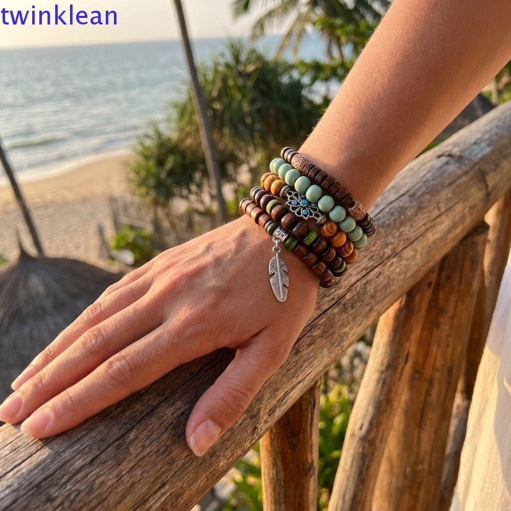 Pulseira Multicamadas TWINKLEAN , Boêmia Feita À Mão Retrô Vintage Com Faixa Elástica