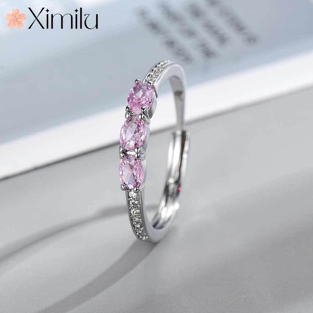 ❤ Clássico novo estilo Seiko incrustado rosa em forma de ovo anel elegante requintado feminino belas jóias