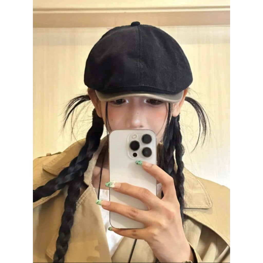 Estilo coreano Blogger mesmo estilo boina ins na moda chapéu dianteiro feminino All-Match chapéu octogonal veludo de aba