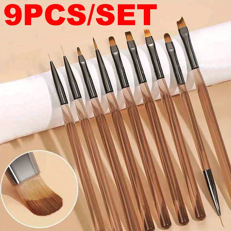 Kit 9 Pincéis Para Arte De Unhas Conjunto De Ferramentas Desenho De Polimento De Gel acrílico para pintura UV,