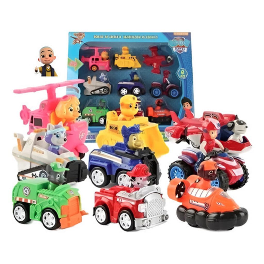 Com 9 Kit Bonecos E Carrinhos Patrulha Canina De Fricção