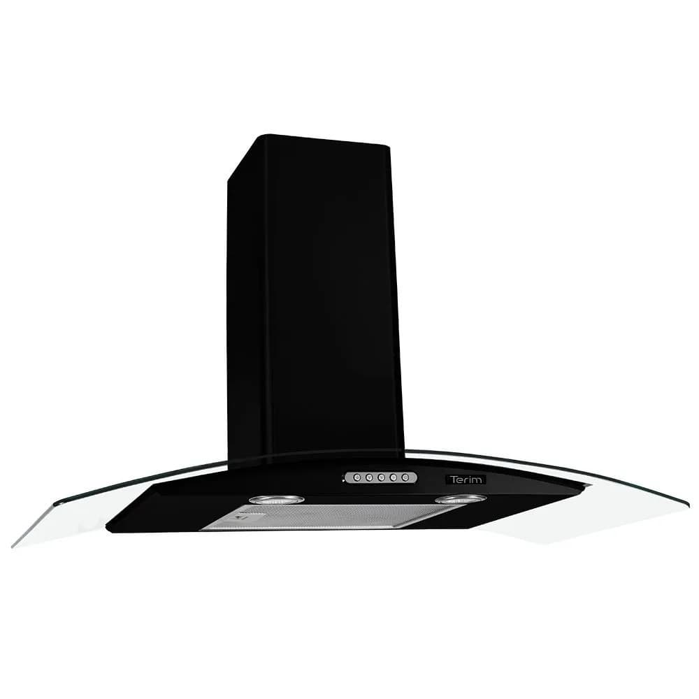 Coifa de Parede Terim Vidro Curvo Black Duto Slim 90 CM