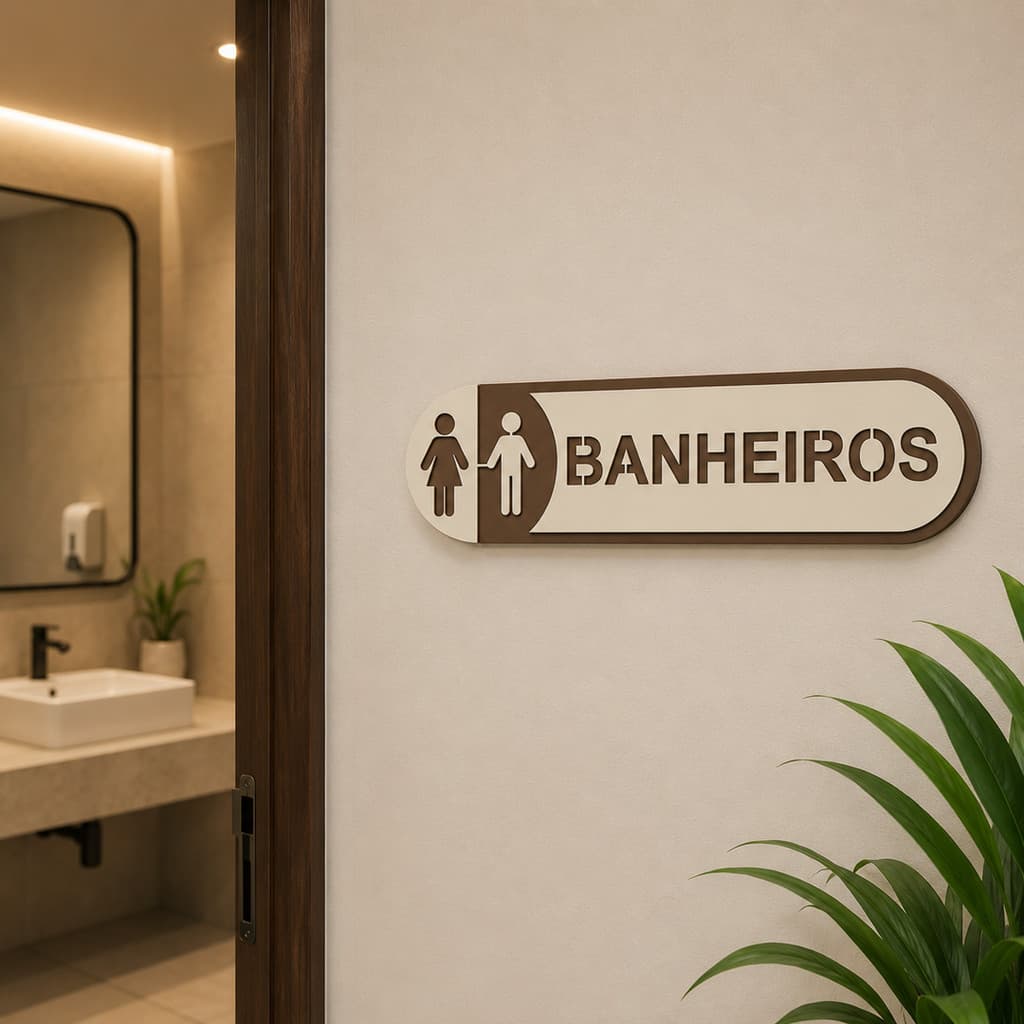Placa Indicativa Banheiro Masculino Feminino Decorativa