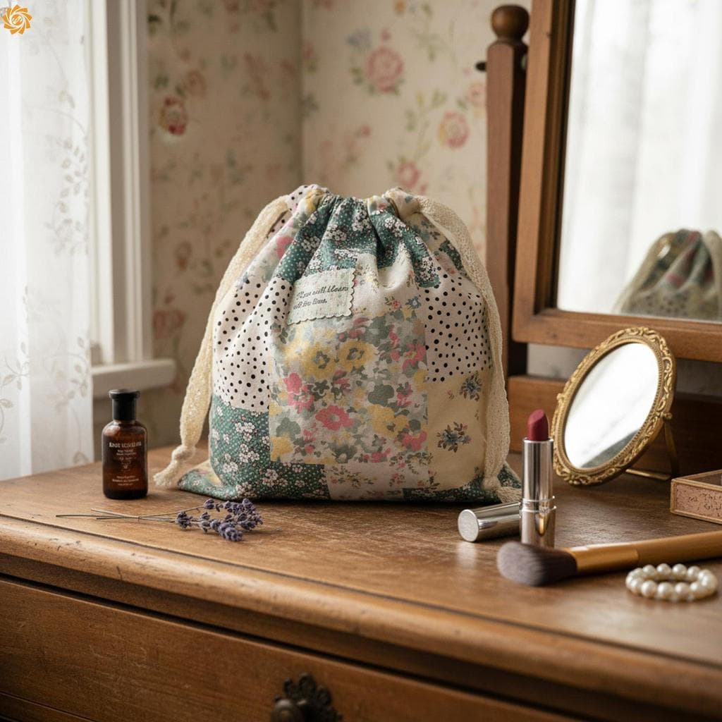 Bolsa De Maquiagem De Algodão Com Estampa Floral , Cosmética Cordão Para Viagem , Organizador De Produtos De Higiene Pes