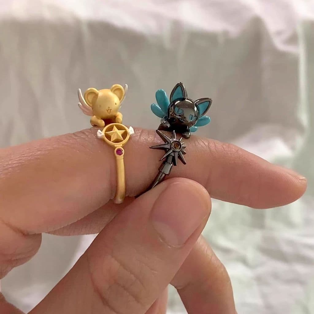 Anjo demônio urso anel feminino novo estilo Anime mercadoria Design bonito sentir acessórios de mão