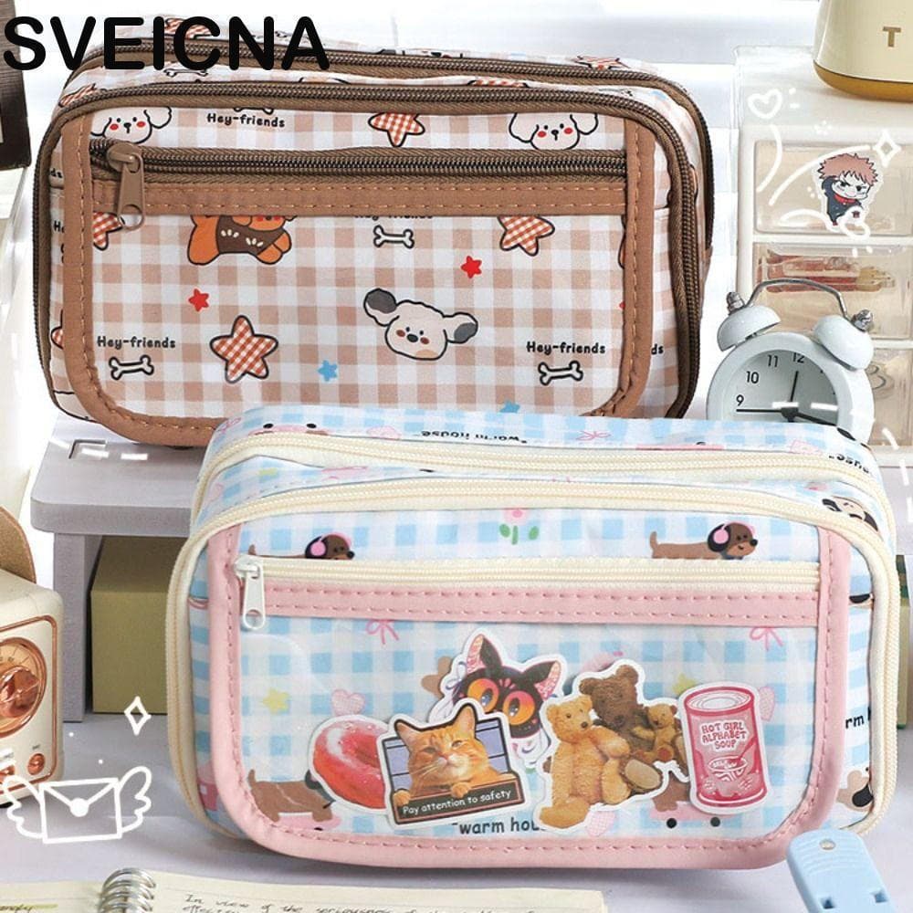 Bolsa De Lápis SVEICNA Kawaii , Papelaria Multicamadas De Grande Capacidade , Estojo Criativo E Fofo Com Zíper