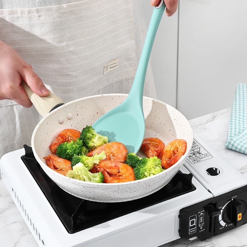 Lidar com espátula de silicone integrada panela antiaderente espátula de cozinha dedicada espátula de cozinha de silicon
