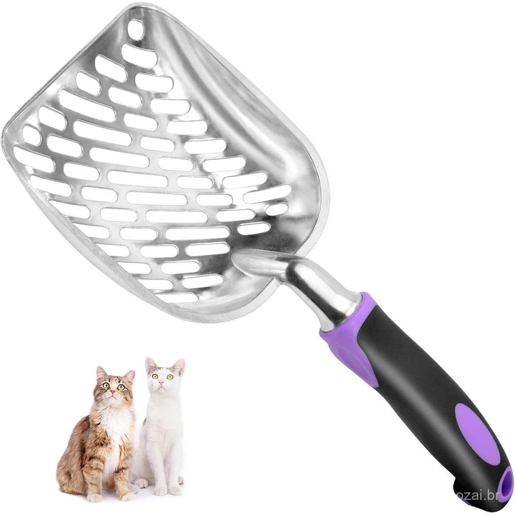 Pá para Areia de Gato - Pá de Metal para Gato - Pá com Cabo Longo, Pá para Gato - Peneira de Resíduos - Pá de Malha - Ad