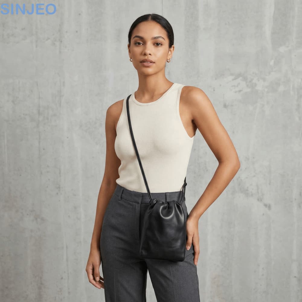 Bolsa Crossbody Com Cordão SINJEO , Mini Balde De Cor Doce De Grande Capacidade , De Ombro Leve Casual