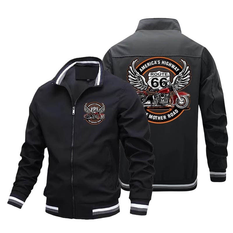 Jaqueta Masculina Para Motocicleta 66 ROUTE Flight Retrô Fashion Com Zíper Casual Roupa De Trabalho