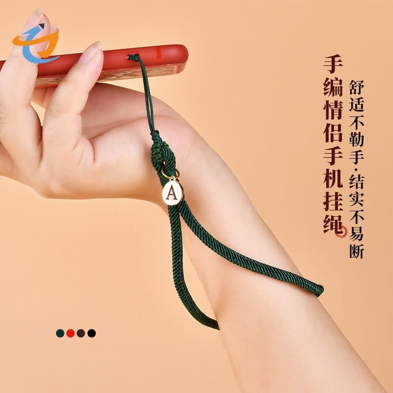 Cordão para celular, corda de pulso curta, pingente criativo de disco em U, feminino, masculino, fivela de anel trançado