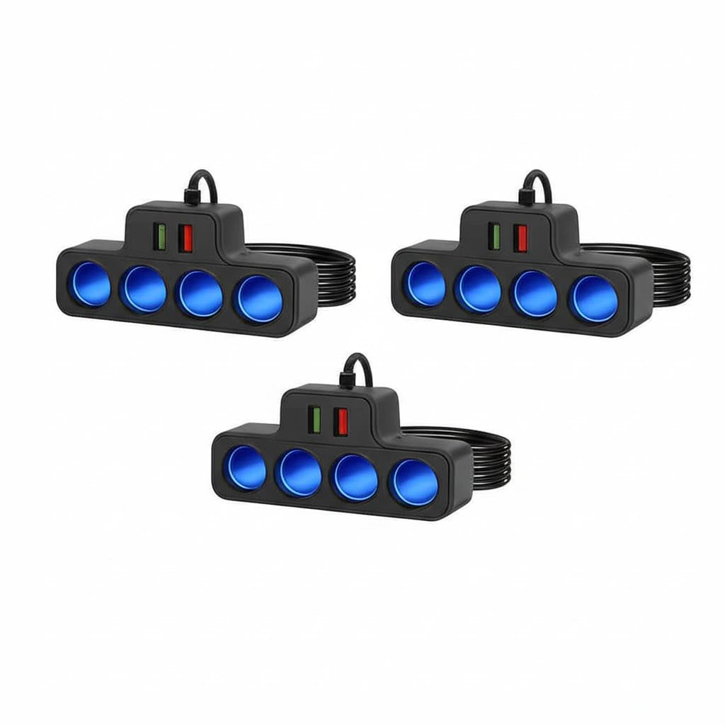 kit 3 Adaptador De Isqueiro De Carro 120W 4 Em 1 12V/24V Tomada USB
