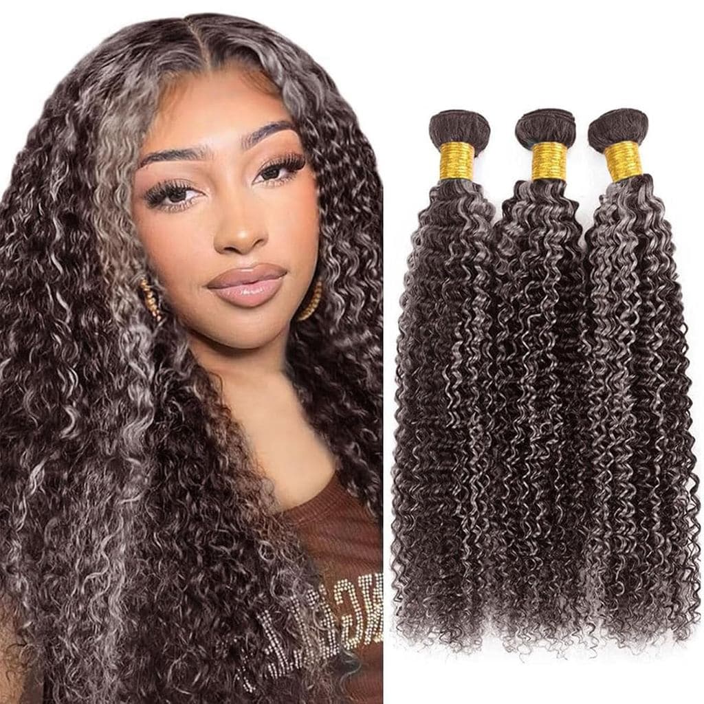 Pacotes de Cabelo Humano Cinza 20 22 24 Polegadas, Cabelo Ondulado Profundo 12A, 100% Cabelo Humano Virgem Brasileiro Nã