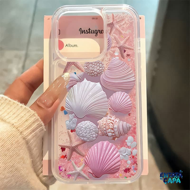Capinha de Celular Concha Estrela do Mar Areia Movediça Para iPhone 17 Pro Max 16 16E 13 11 15 14 Plus XR Air XS Capa