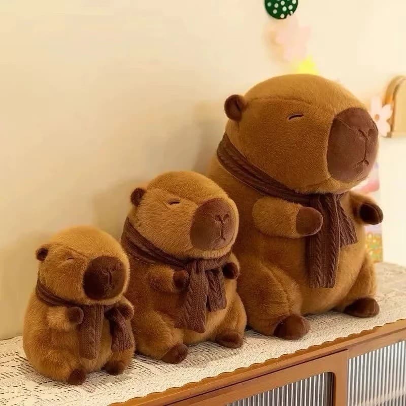 Brinquedo de Capivara De Pelúcia Fofa Com Cachecol Macia Boneco Decorativo Infantil Presente KawaiiQualidade Premium