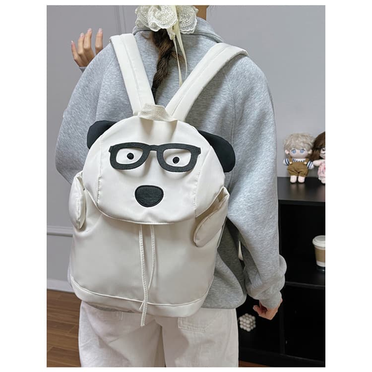 Bonito dos desenhos animados Panda mochila feminina estudante mochila leve mochila de viagem branco cordão mochila