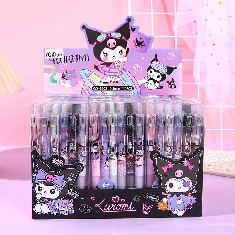 Caneta esferográfica Kuromi Cute Little Devil Caneta de gel Caneta de imprensa Caneta de gel de papelaria de alto valor