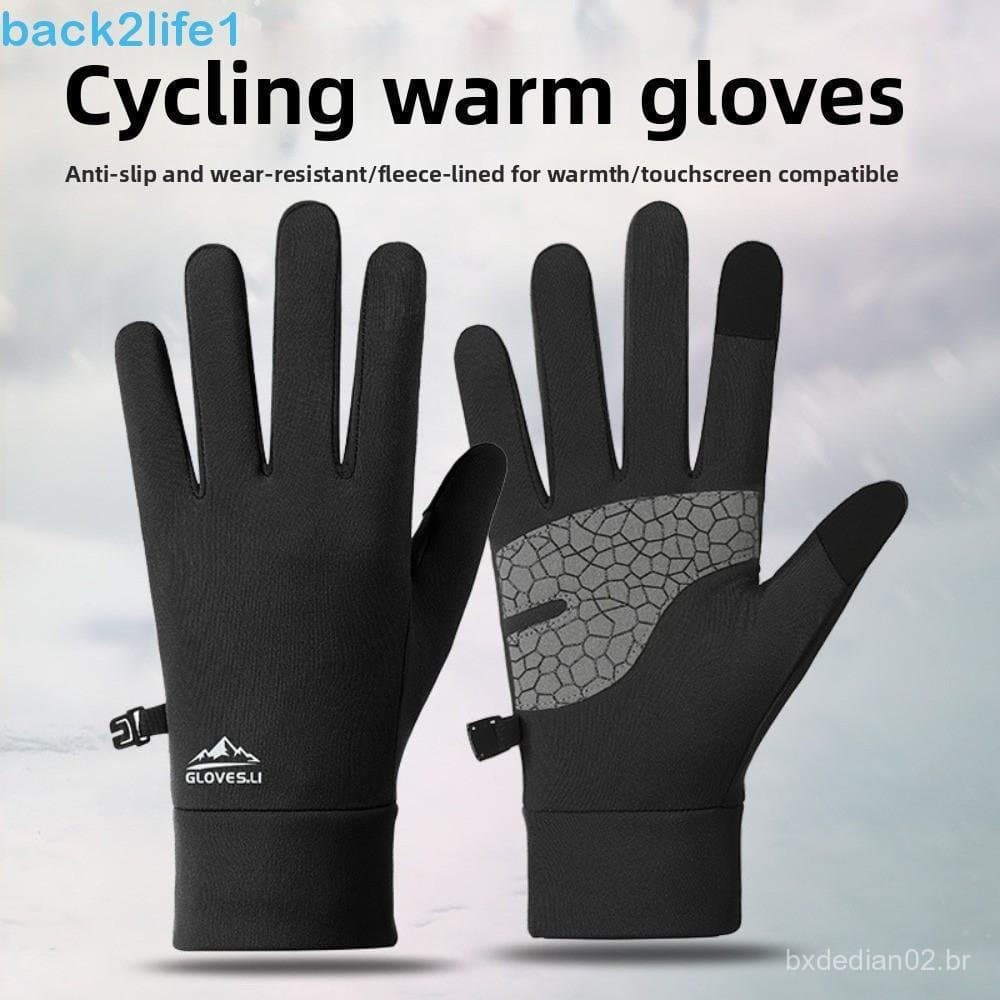 BACK2LIFE1 Luvas De Ciclismo De Inverno , Grossas Com Tela Sensível Ao Toque De Lã Térmica , À Prova De Frio