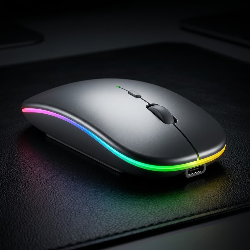 Mouse Wireless Bluetooth 5.2 RGB Silencioso Recarregável Pronta Entrega