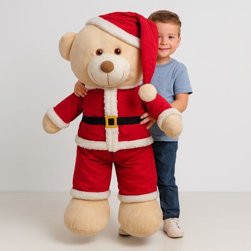 Urso Gigante Natalino de Pelúcia 83cm Decoração Natal Presentes Menino-Menina