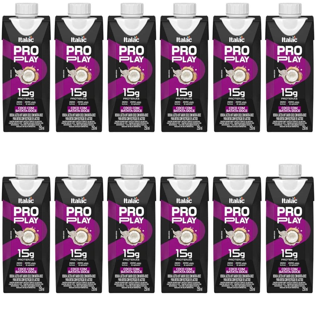 Kit 12x Bebida Lactea Zero Lactose Pro Play Caixa De 250ml Italac