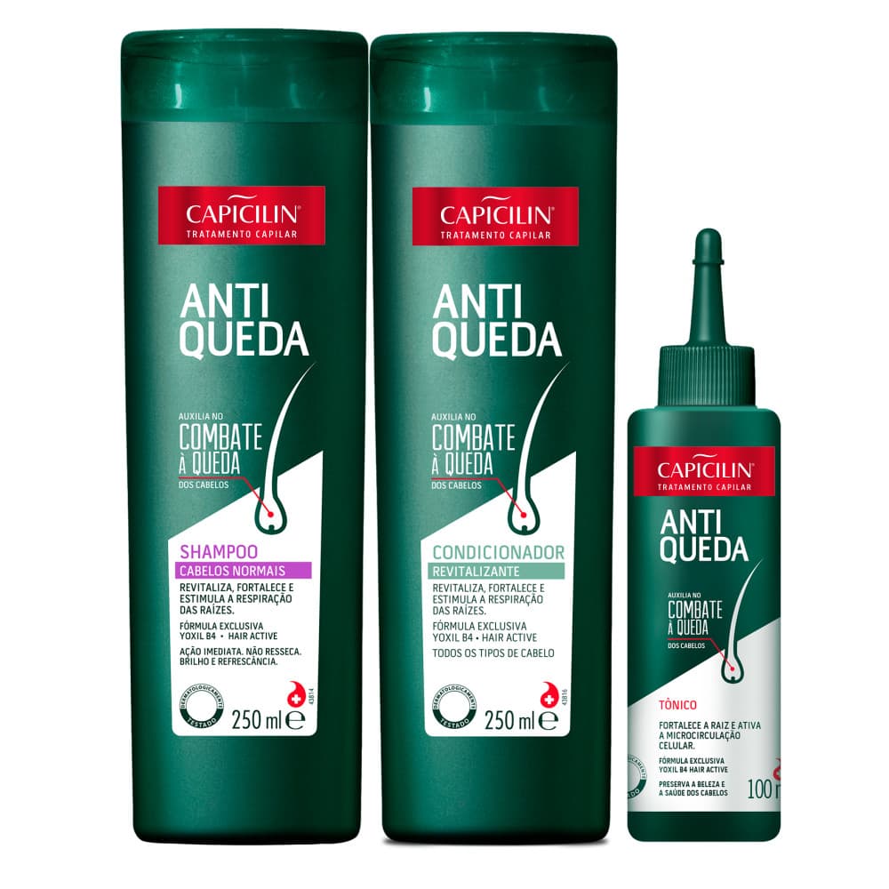 Kit Antiqueda Cabelos Normais Sh + Cond +Tonico Capicilin