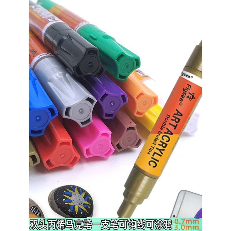 Flysea marcador de duas cabeças Graffiti caneta pintura corporal caneta de duas cabeças diy desenho sapatos Anime caneta