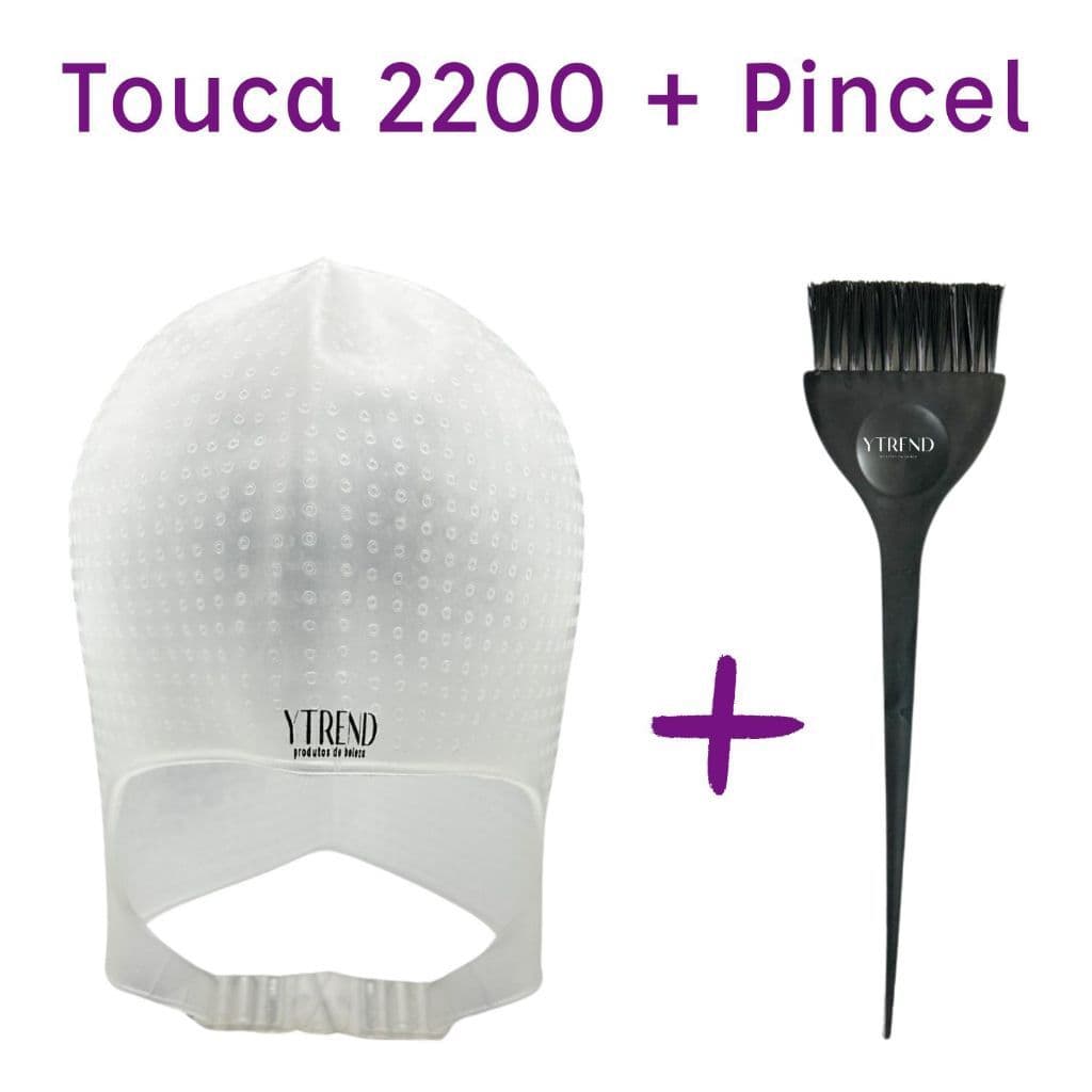 Kit Touca Luzes Transparente + Pincel Mechas Reflexos Morena Iluminada alinhada 2.200 Furos Nuca