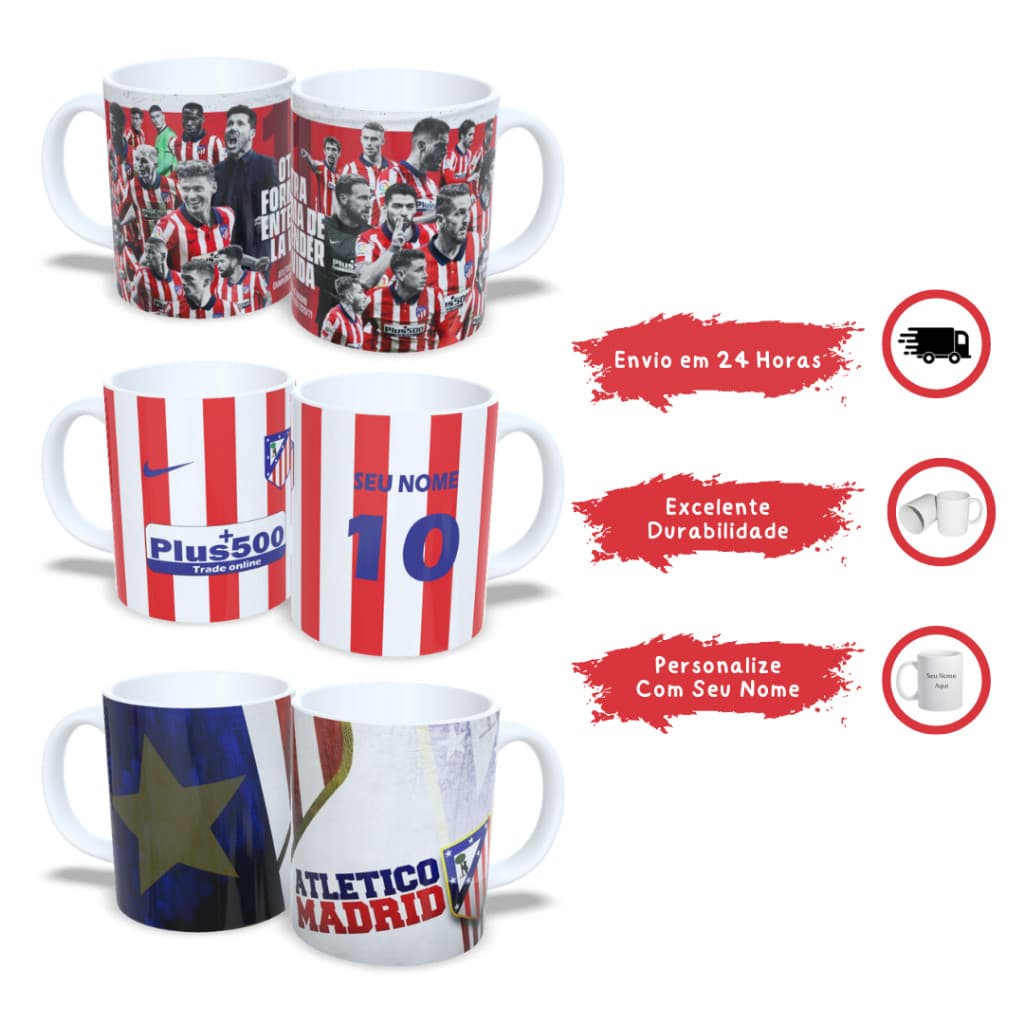 Caneca do Atlético de Madrid! Vários Modelos! Promoção Exclusiva + Envio Rápido!