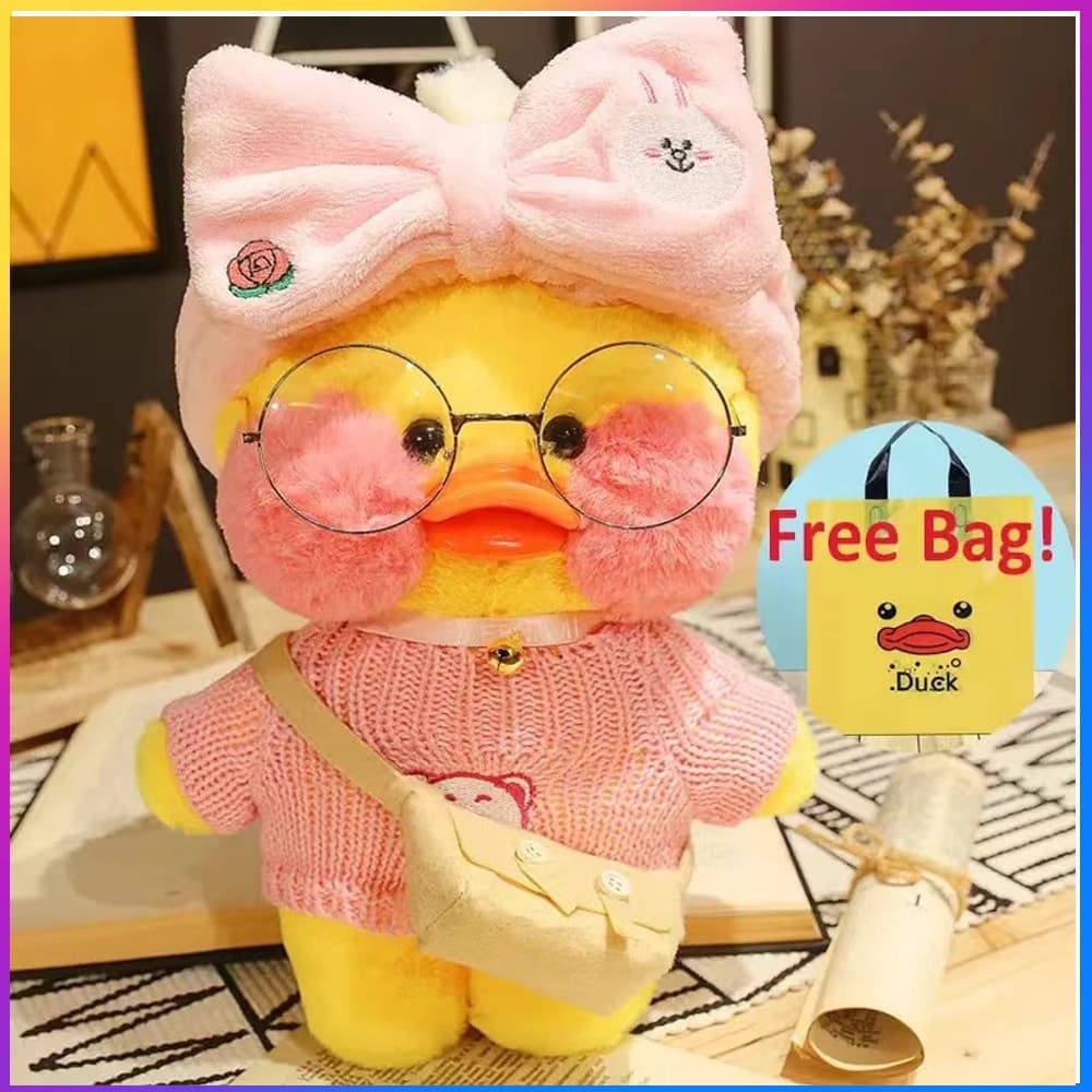 LaLafanfan 30cm Cafe Duck Plush Toy Stuffed Soft Kawaii Duck Doll Animal Pillow Birthday Gift for Kids Children Valentin