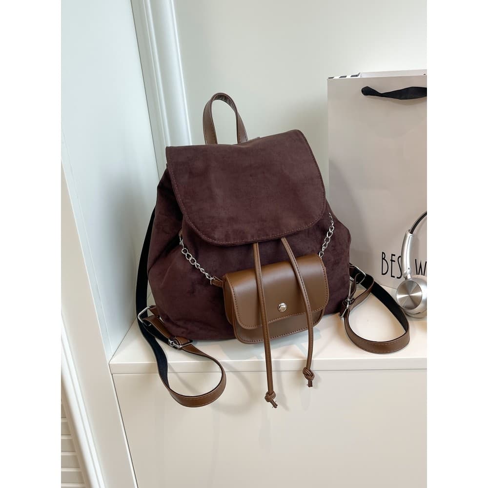 Casual Retro camurça mochila saco 2025 novo estilo Commuter outono inverno all-match bolsa de ombro all-match pequena mo