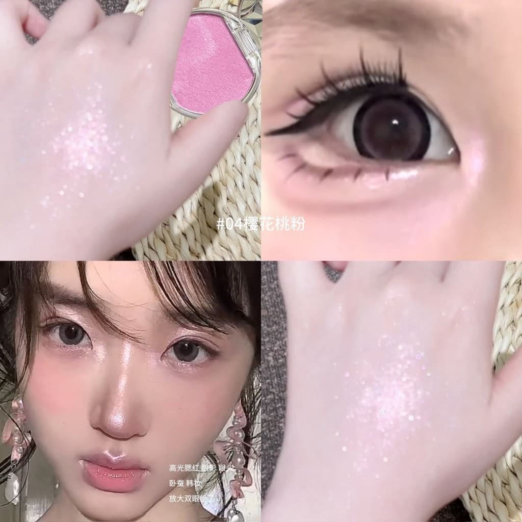 Sakura menina mesmo estilo sakura pêssego rosa Blush creme multiuso baixa saturação luz rosto fino piscando branco Natur