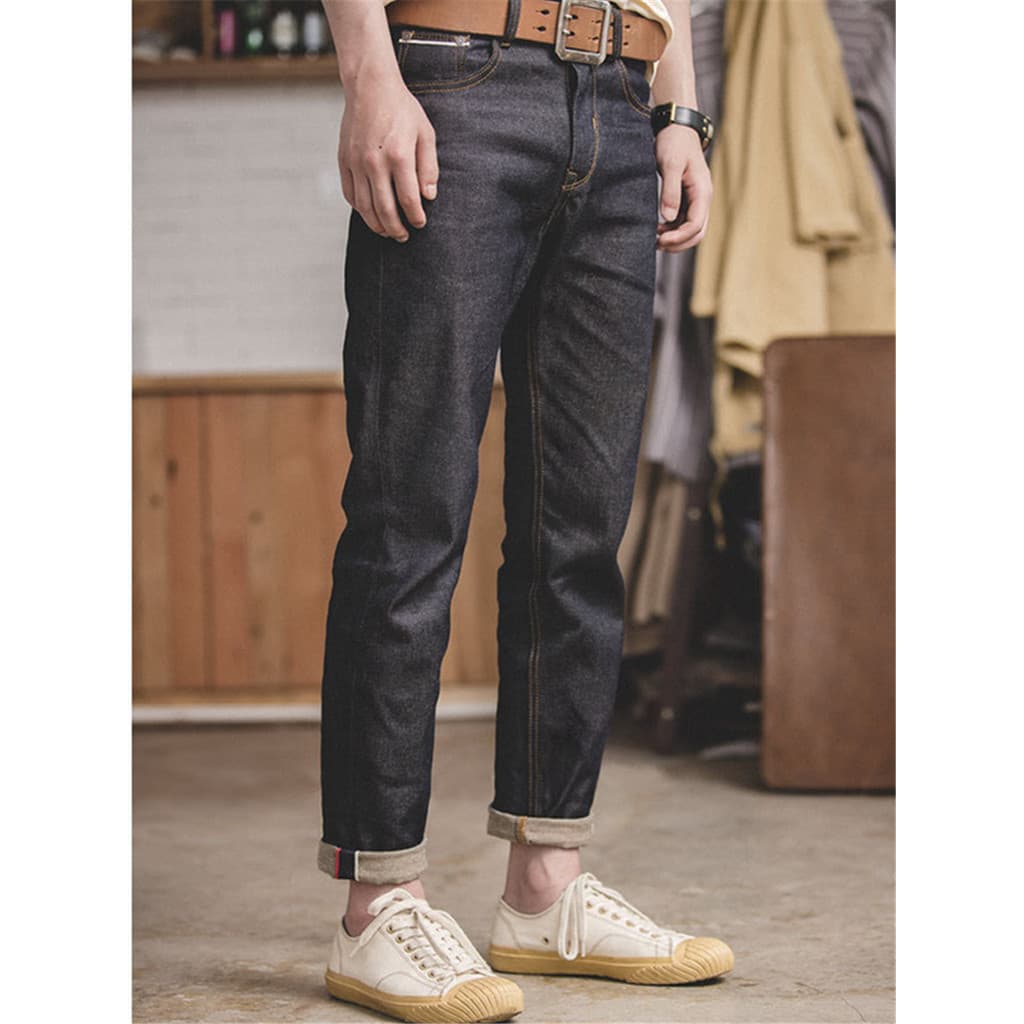 Macacão moderno masculino 13.8oz japonês Retro colorido algodão duplo orelhas vermelhas Original vaca Ami cáqui Jeans re
