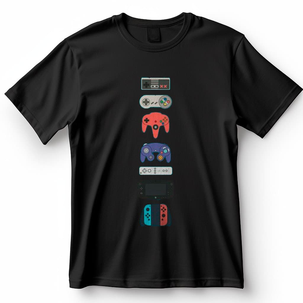 Camiseta Controles Nintendo Evolução Clássicos Modernos Jogos Blusa Camisa 100% Algodão