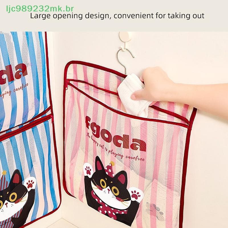 [MYBR] Bolsa De Armazenamento Para Pendurar Meias E Roupas Íntimas Dormitório Doméstico Rede De Multicamadas Atrás Da Po