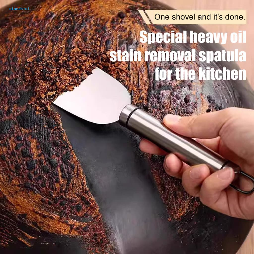 Stainless Steel Scraper Non-slip Handle 2pcs Pot Double-ended Kitchen Tool for Removing Grease Burnt Food Rust-proof Ice
