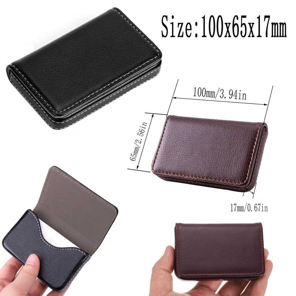 Unisex Stitched PU Leather Credit Card Holder: Stylish Card Case Wallet with Secure Magnetic Closure