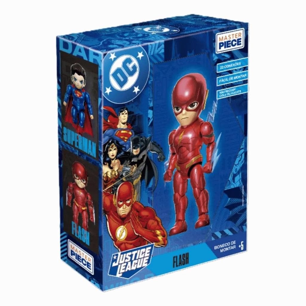 Boneco Flash Para Montar 22 Peças Liga Da Justiça Infantil Chibi Fácil Montagem Sem Cola Presente