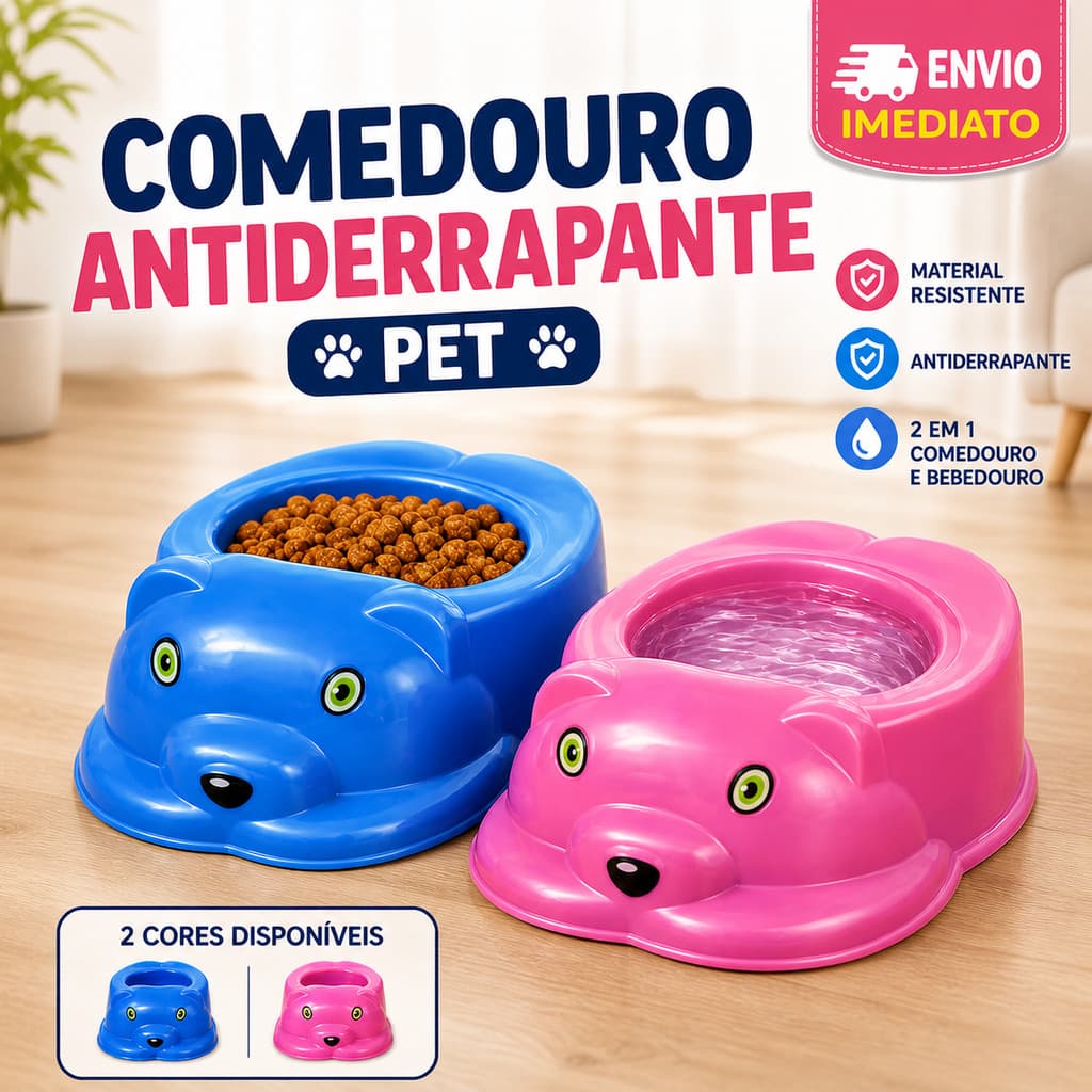 Comedouro e Bebedouro Pets Divertido