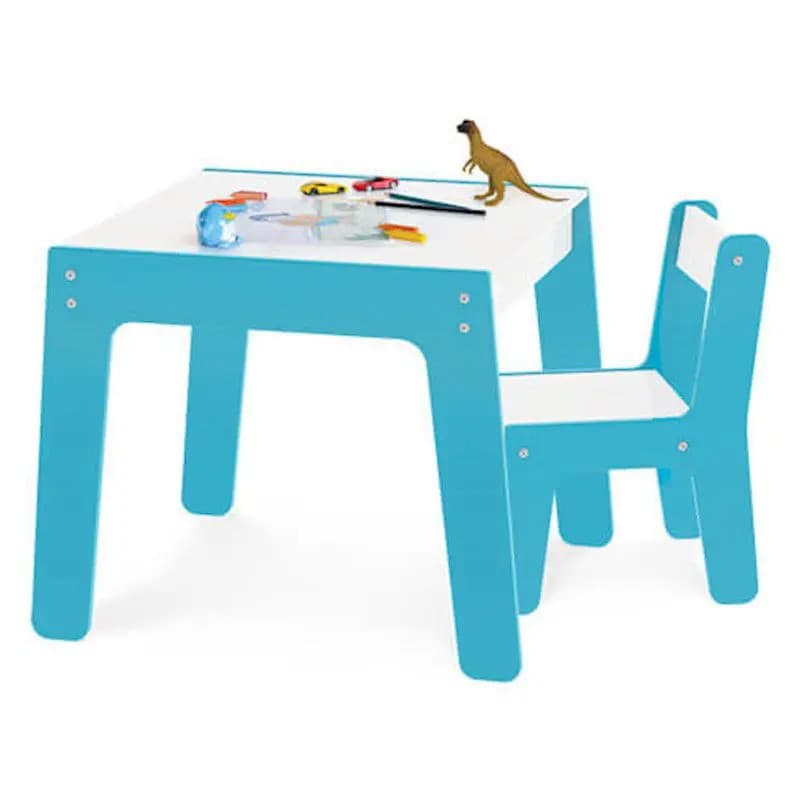 Conjunto Mesa e Cadeira Infantil Junges Azul Resistente Confortável