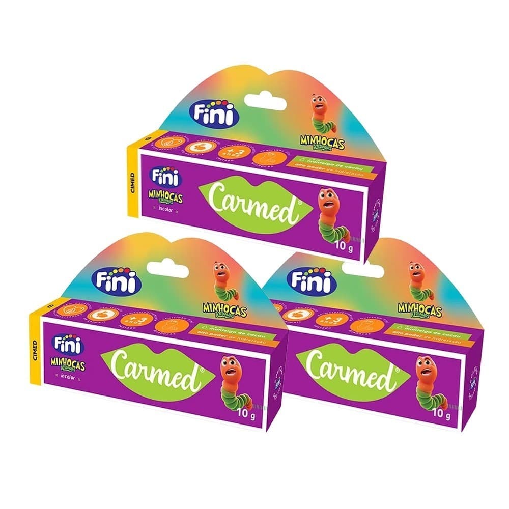 Kit 3 Unidades Carmed Fini Minhocas Azedinhas 10g