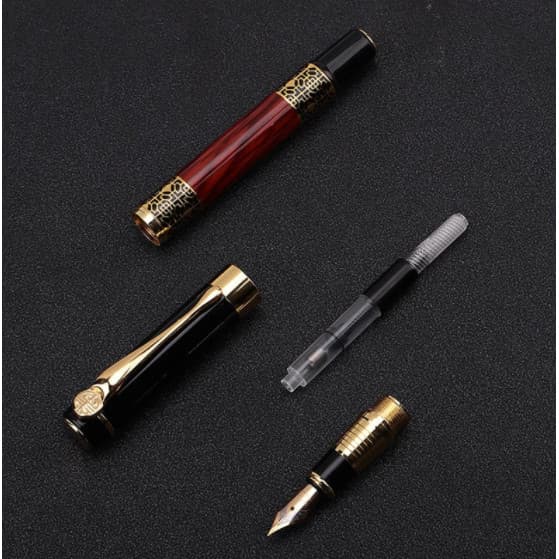 Caneta Tinteiro Executiva Pena Luxo Presente C. Dourado C. Tinta Caligrafia Alta Qualidade