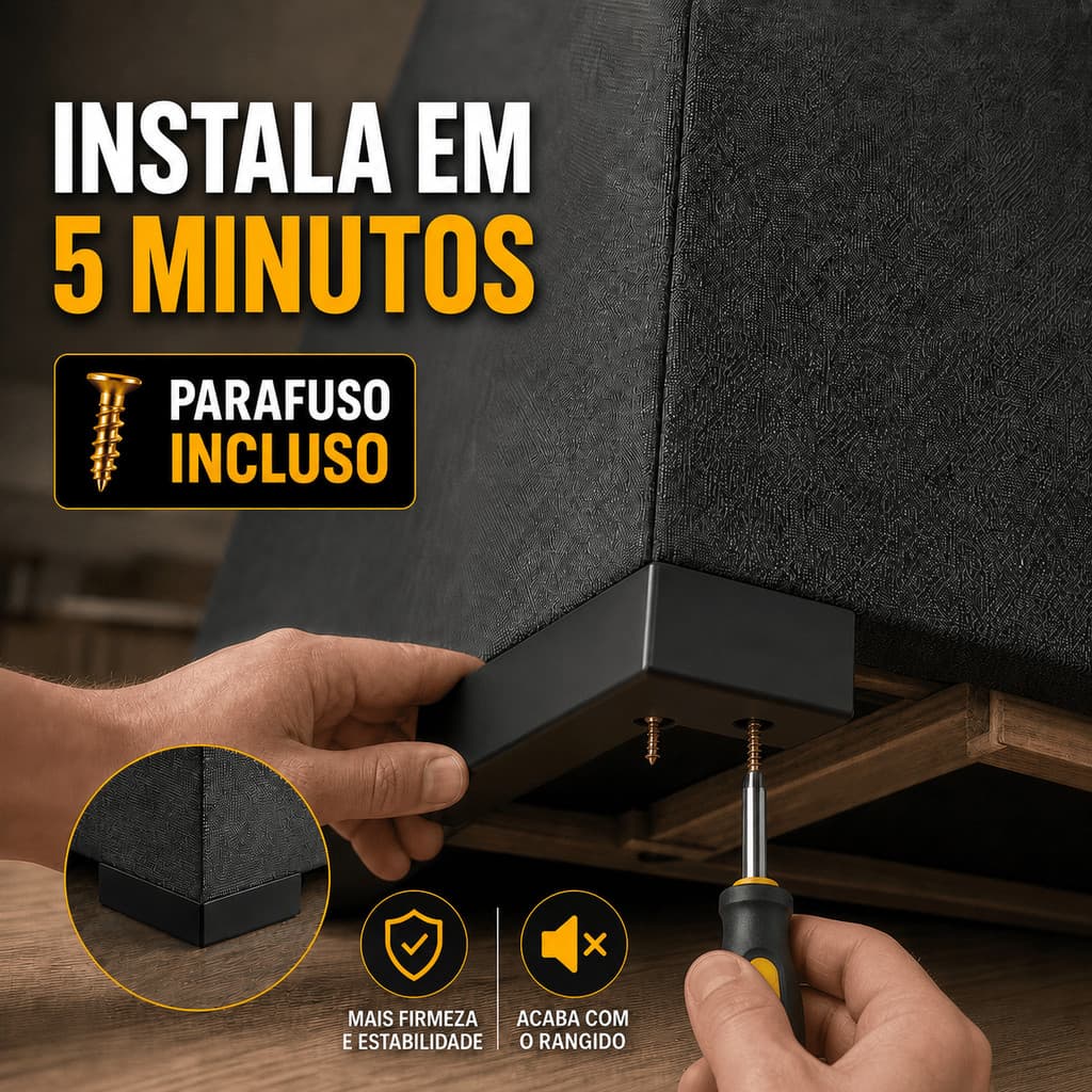 Pé Tipo L Cama Box Reposição Universal 6cm Plástico Reforçado 2 Parafusos