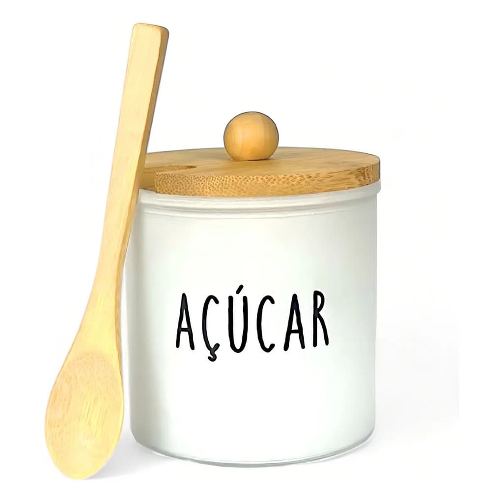 Açucareiro Doha de Vidro e Bambu com Colher – Hauskraft