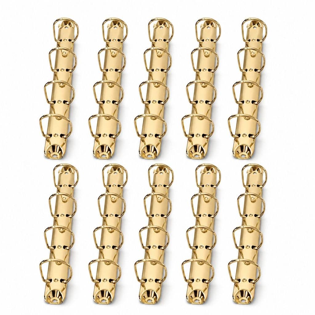 10 Garra Para Fichário Dourado 4 Argolas D A5 - 25mm Dourada Ferragem Fichário Pasta Encadernação