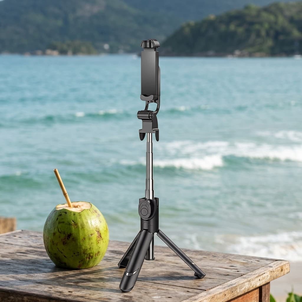 Pau De Selfie E Tripe Para Celular Com Controle Bluetooth