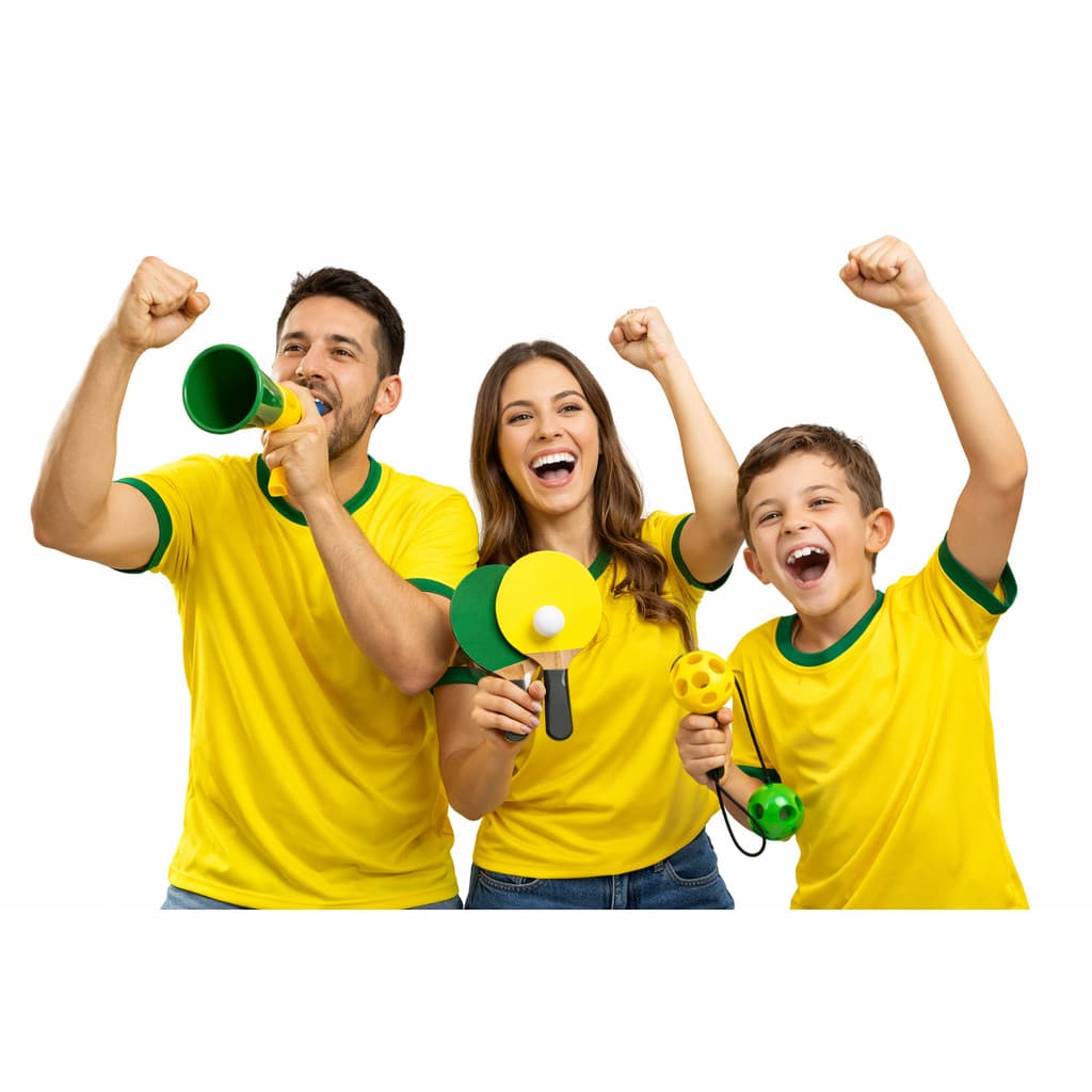 Kit Brasil na Copa+ Corneta.+ BateBag + Raquete PingPong