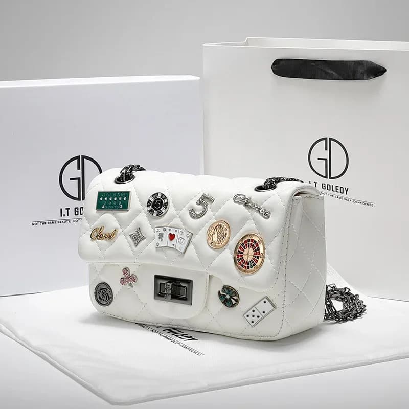 Couro Genuíno Marca De Luxo Feminino Crossbody Novo Ombro Único Pequeno Saco Alça Corrente