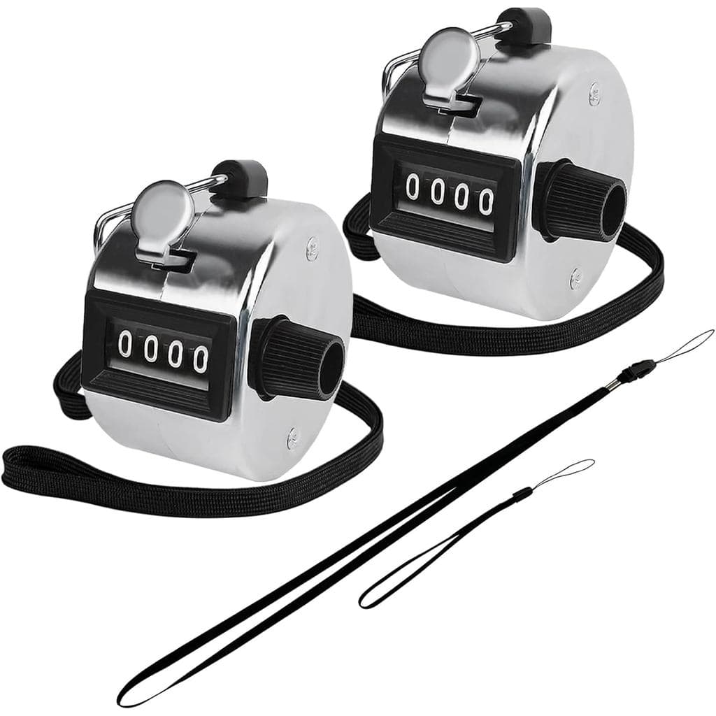 Contador manual de metal GDMINLO 2PCS, contador mecânico de 4 dígitos com caixa de metal para treinamento, tricô, contag