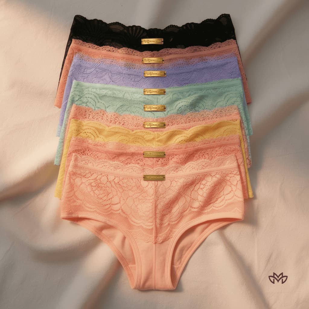 Kit 10 Calcinha Canelada Pala Alta Rendada Confortavel Modelagem Perfeita